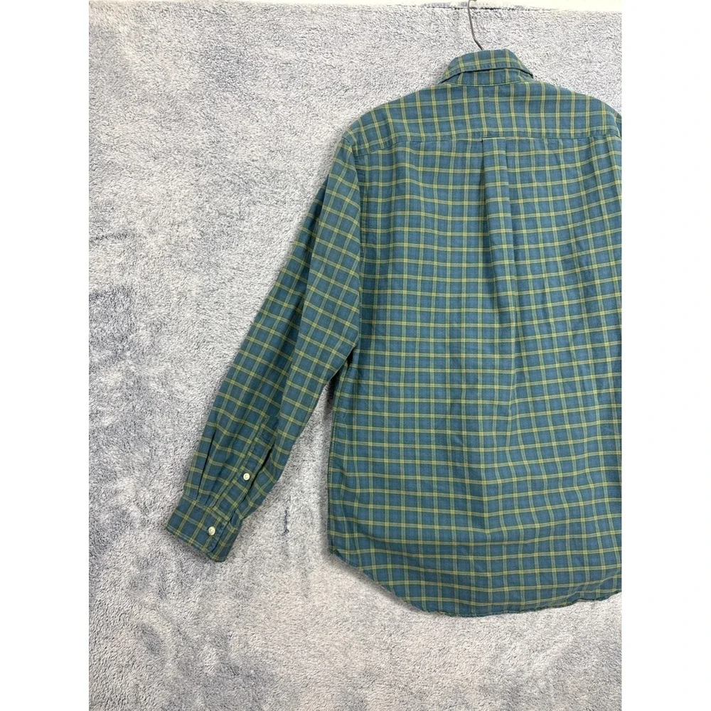Polo Ralph Lauren Mens Plaid Button Down Shirt Blue Green Yellow Cotton M 9391